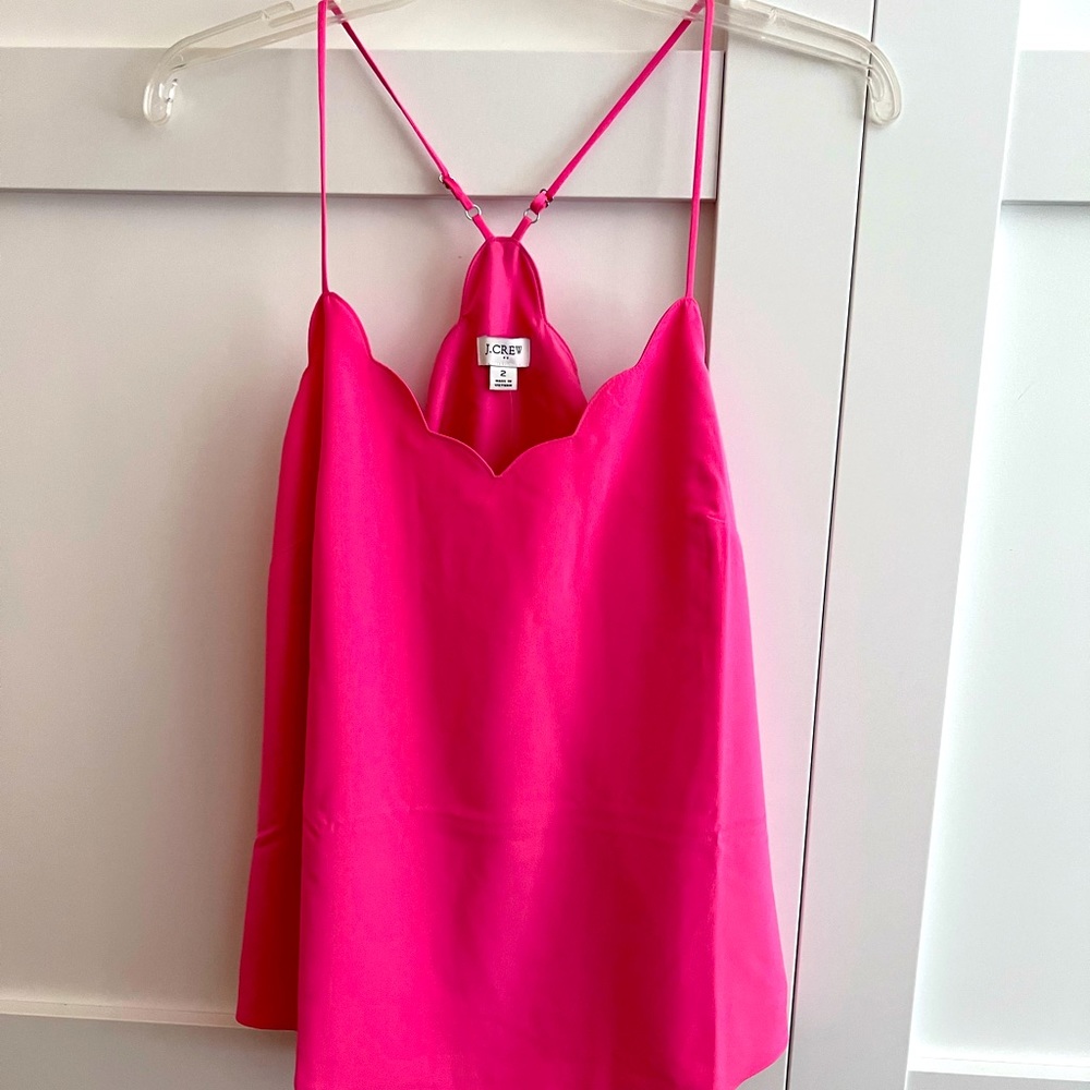 BRAND NEW J Crew Hot Pink Summer Tank with Scallop detail
